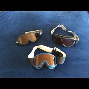 Child ski goggles and two hood face masks